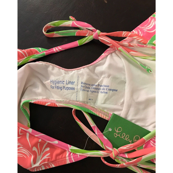 Lilly Pulitzer Sandy String Bottom Ties in Lillys Pink Glady - Large - NEW W/TAG - Picture 3 of 10